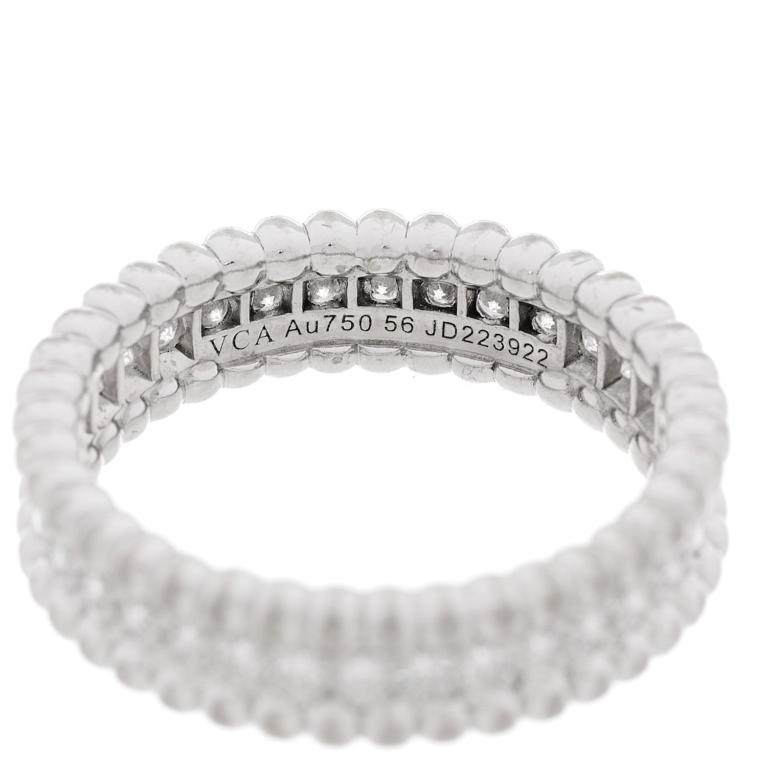 Van Cleef & Arpels 18K White Gold Diamond Perlee 1 Row Ring 56 7.75 4 of 4