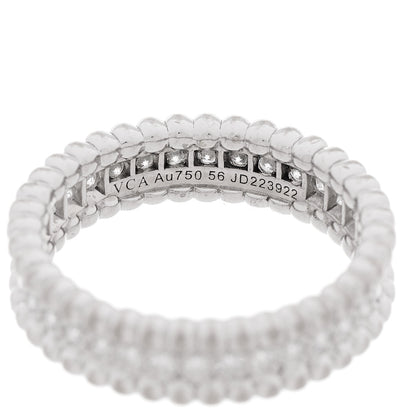Van Cleef & Arpels 18K White Gold Diamond Perlee 1 Row Ring 56 7.75 4 of 4