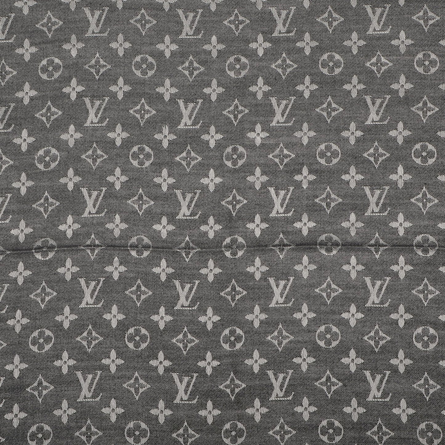 Silk Wool Monogram Denim Shawl Black