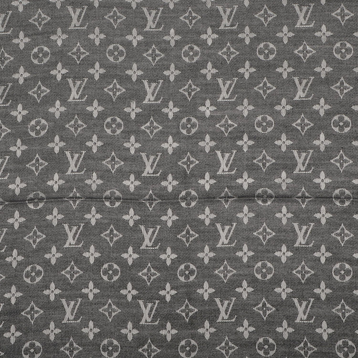 Louis Vuitton Silk Wool Monogram Denim Shawl Black 1 of 5
