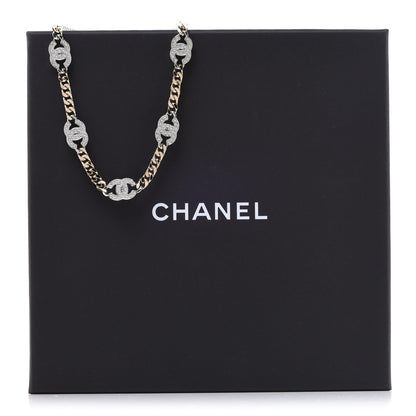 Chanel Crystal Chain CC Link Choker Gold Silver 6 of 6