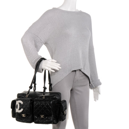 Chanel Calfskin Quilted Large Cambon Multipocket Reporter Black White 2 of 8
