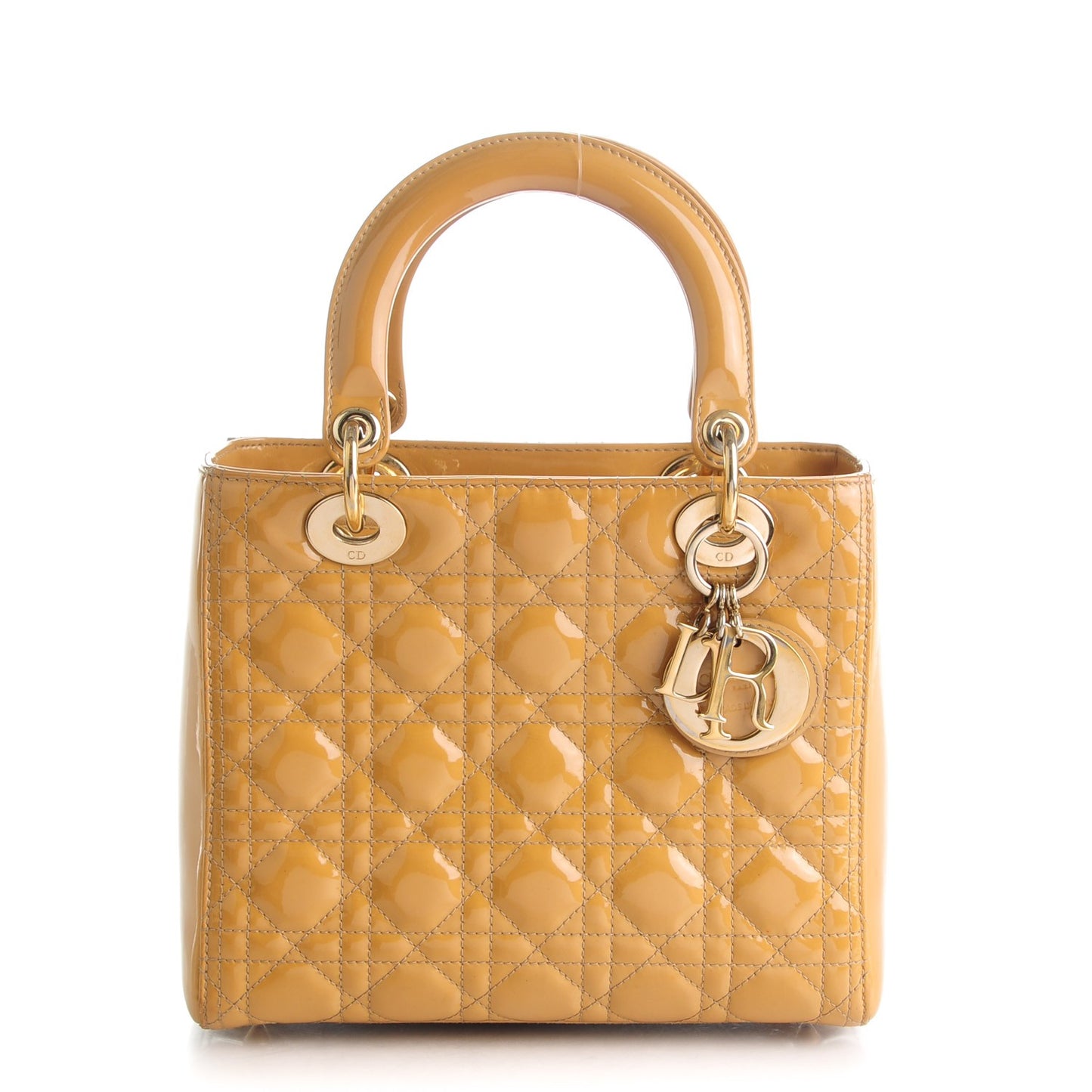 Patent Cannage Medium Lady Dior Dark Beige