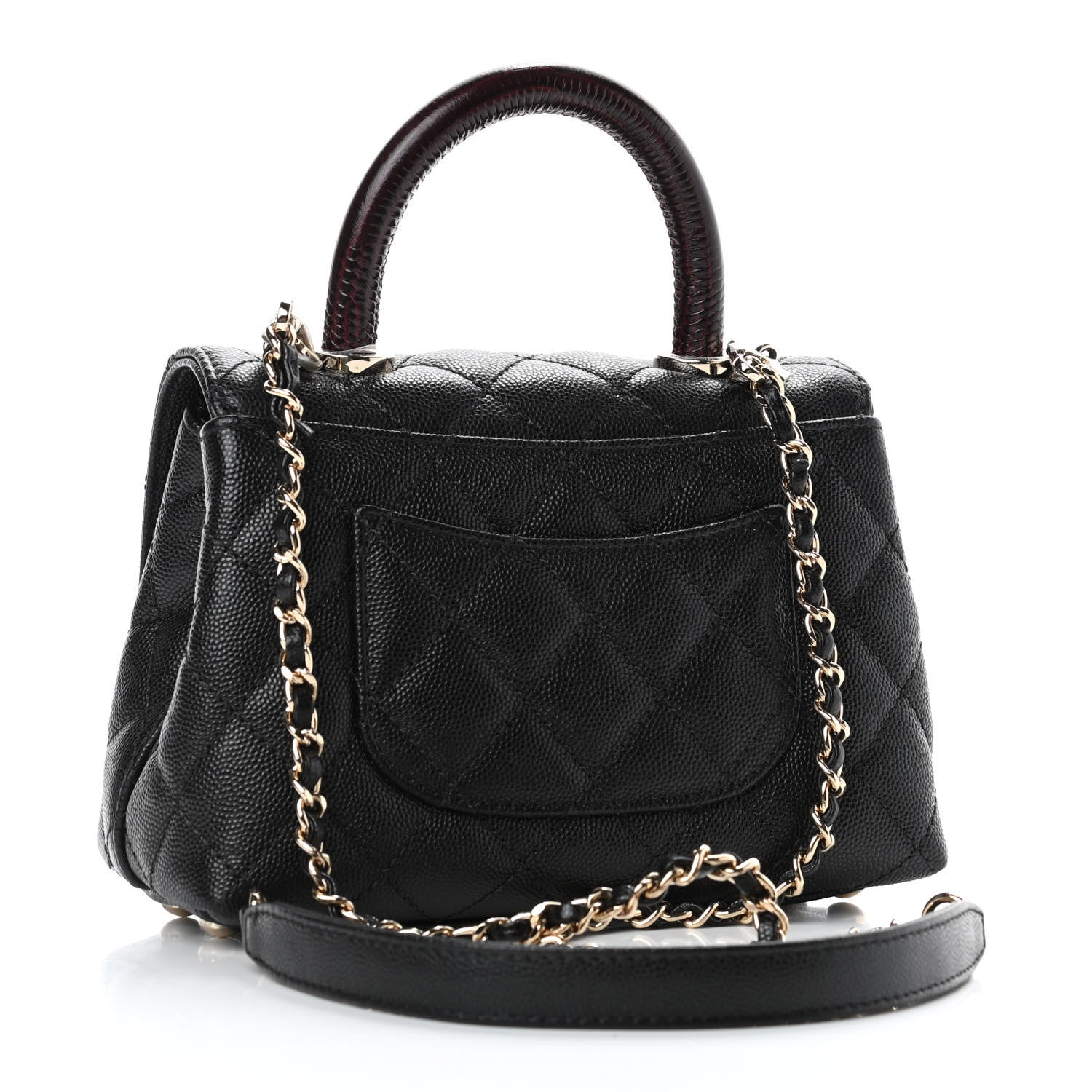 Chanel Caviar Lizard Embossed Quilted Extra Mini Coco Handle Flap Black 2 of 4