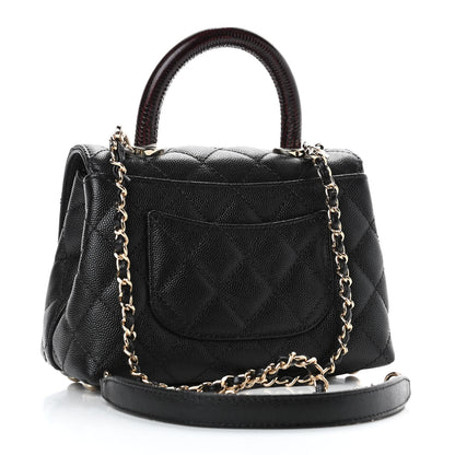 Chanel Caviar Lizard Embossed Quilted Extra Mini Coco Handle Flap Black 2 of 4