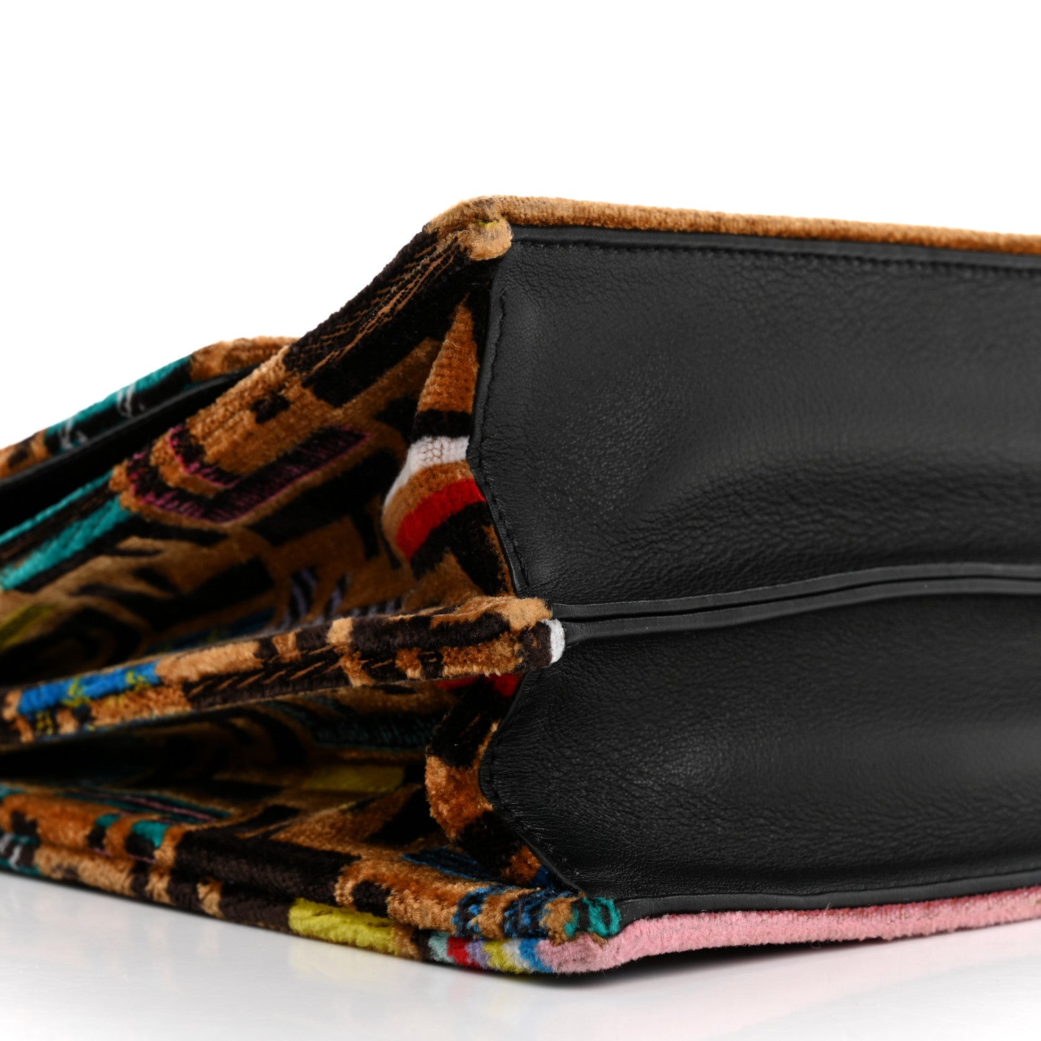 Fendi Velvet Vitello Dolce Fun Fair Kan I Shoulder Bag Tobacco Multicolor Black 9 of 13