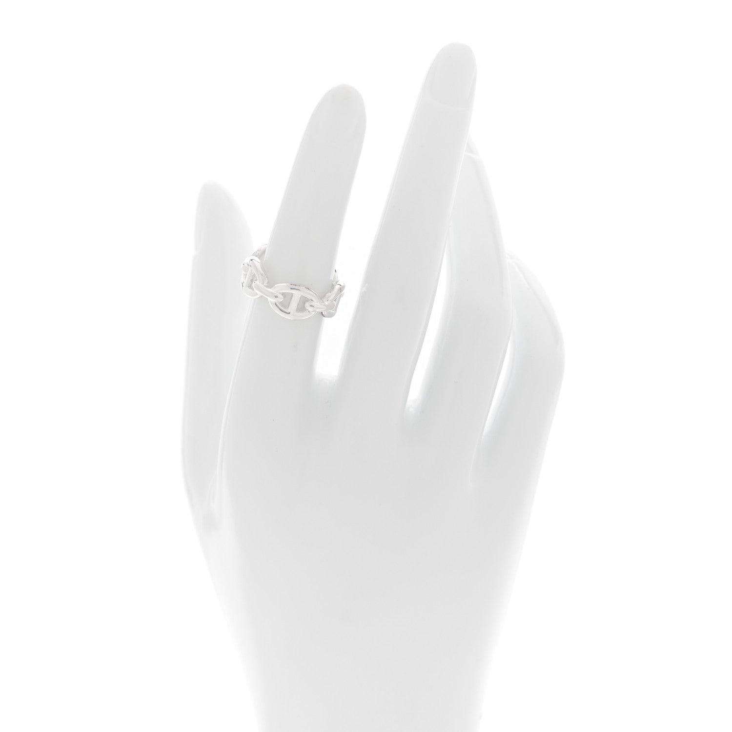 Hermes Sterling Silver PM Chaine d'Ancre Enchainee Band Ring 51 5.75 2 of 9