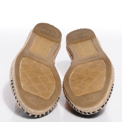 Chanel Lambskin CC Espadrilles 38 Beige Black 5 of 6