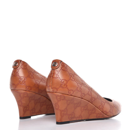 Gucci Guccissima Wedge Pumps 39 Brown 4 of 10