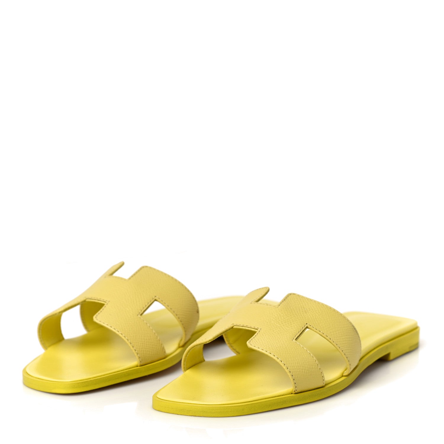Hermes Epsom Oran Sandals 37.5 Jaune Pollen 4 of 10