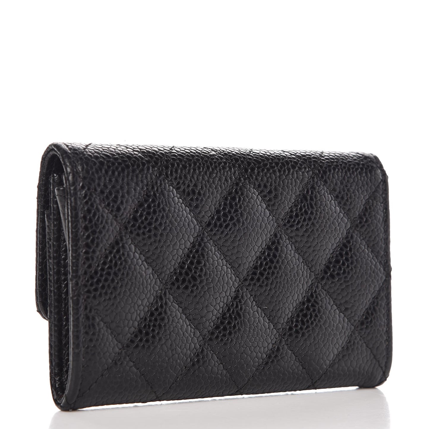Caviar Quilted Flap Card Holder Black