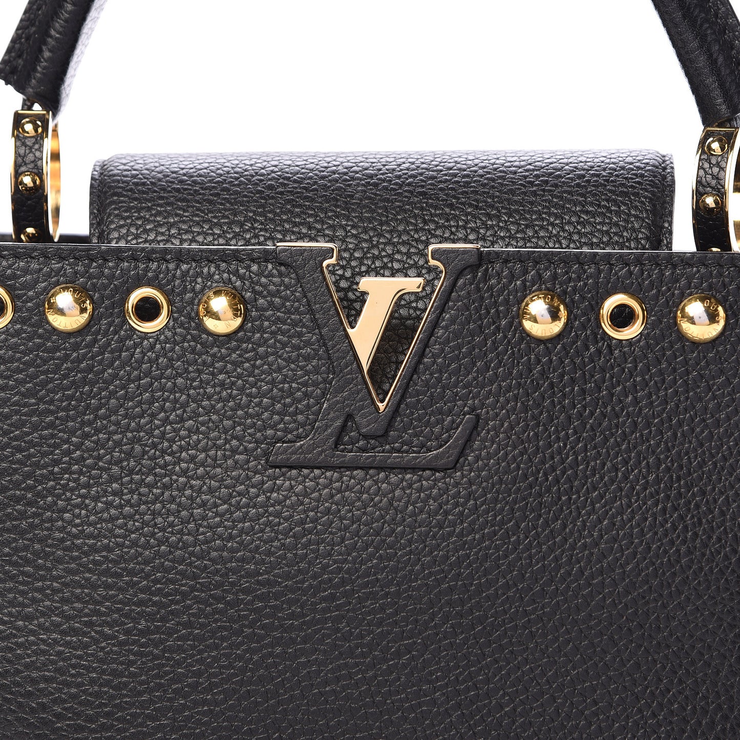 Taurillon Studded Capucines PM Black