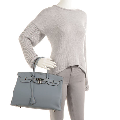 Hermes Togo Birkin 35 Bleu Lin 2 of 10
