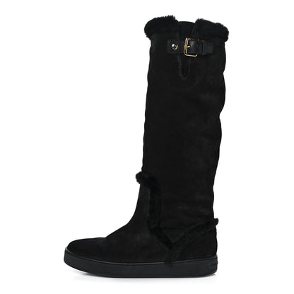 Louis Vuitton Suede Fur Tall Boots 37 Black 1 of 9