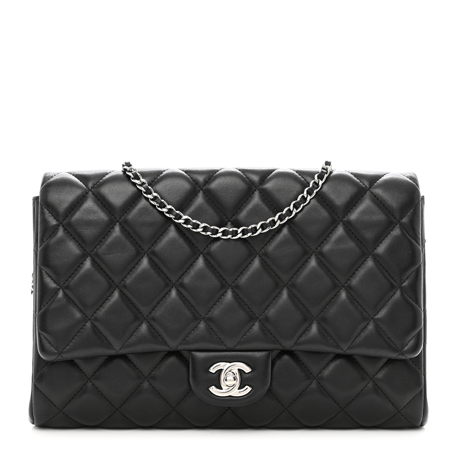 Chanel Lambskin Quilted Clutch With Chain Flap Black 1 of 10
