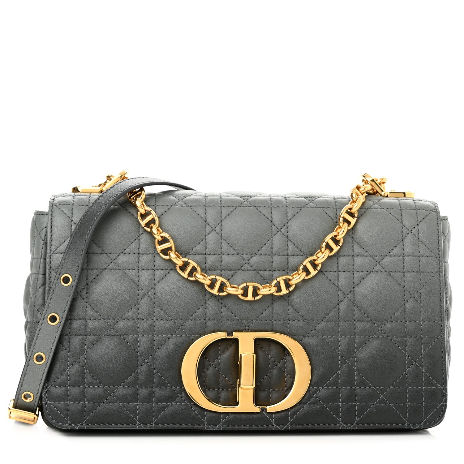 Christian Dior Lambskin Cannage Medium Caro Bag Grey Stone 1 of 11