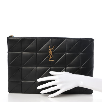 Saint Laurent Lambskin Patchwork Monogram Jamie Document Holder Black 2 of 7