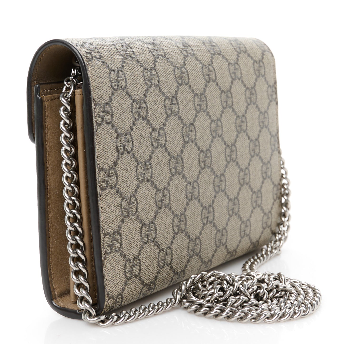 GG Supreme Monogram Mini Dionysus Chain Wallet Beige Taupe