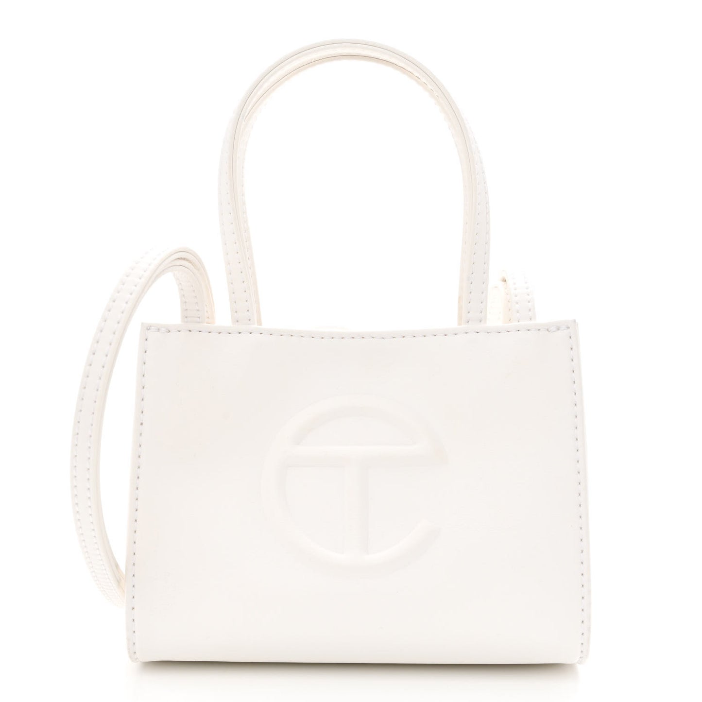Vegan Leather Small Shopping Bag White