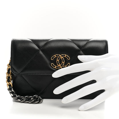 Chanel Lambskin Quilted Chanel 19 Flap Clutch Black 2 of 8