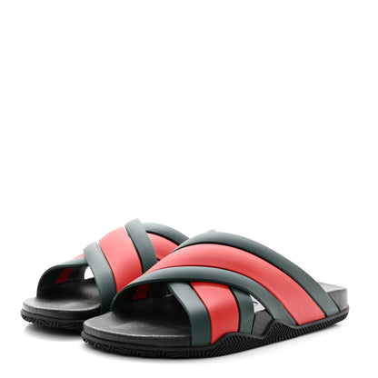 Gucci Rubber Web Womens Criss Cross Slide Sandals 36 Green Red 3 of 9