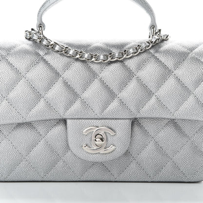 Chanel Metallic Caviar Quilted Mini Top Handle Rectangular Flap Silver 8 of 10