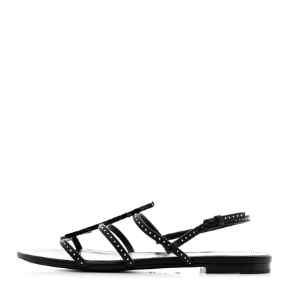 Saint Laurent Nappa Vendome Studded Cassandra 05 Sandals 37.5 Black 1 of 7