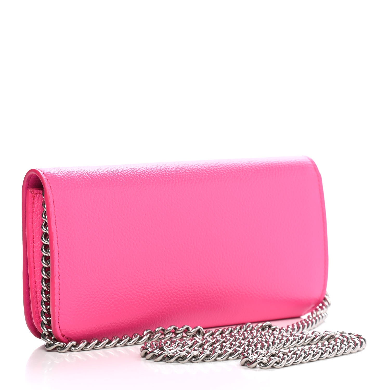 Balenciaga Pebbled Calfskin Everyday Continental Wallet on Chain Acid Pink 2 of 8
