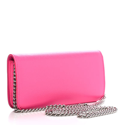 Balenciaga Pebbled Calfskin Everyday Continental Wallet on Chain Acid Pink 2 of 8