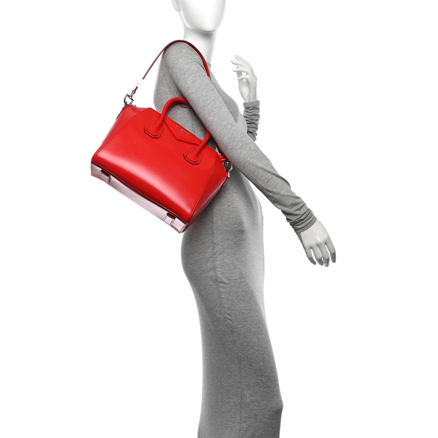 Shiny Lord Calfskin Small Antigona Medium Red