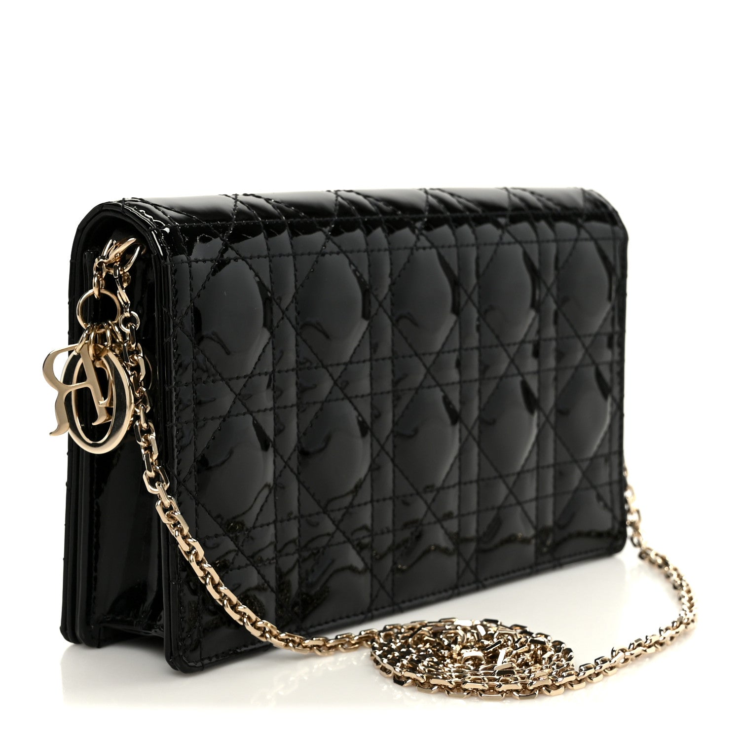 Christian Dior Patent Cannage Lady Dior Convertible Clutch Black 4 of 15