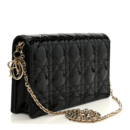 Christian Dior Patent Cannage Lady Dior Convertible Clutch Black 4 of 15