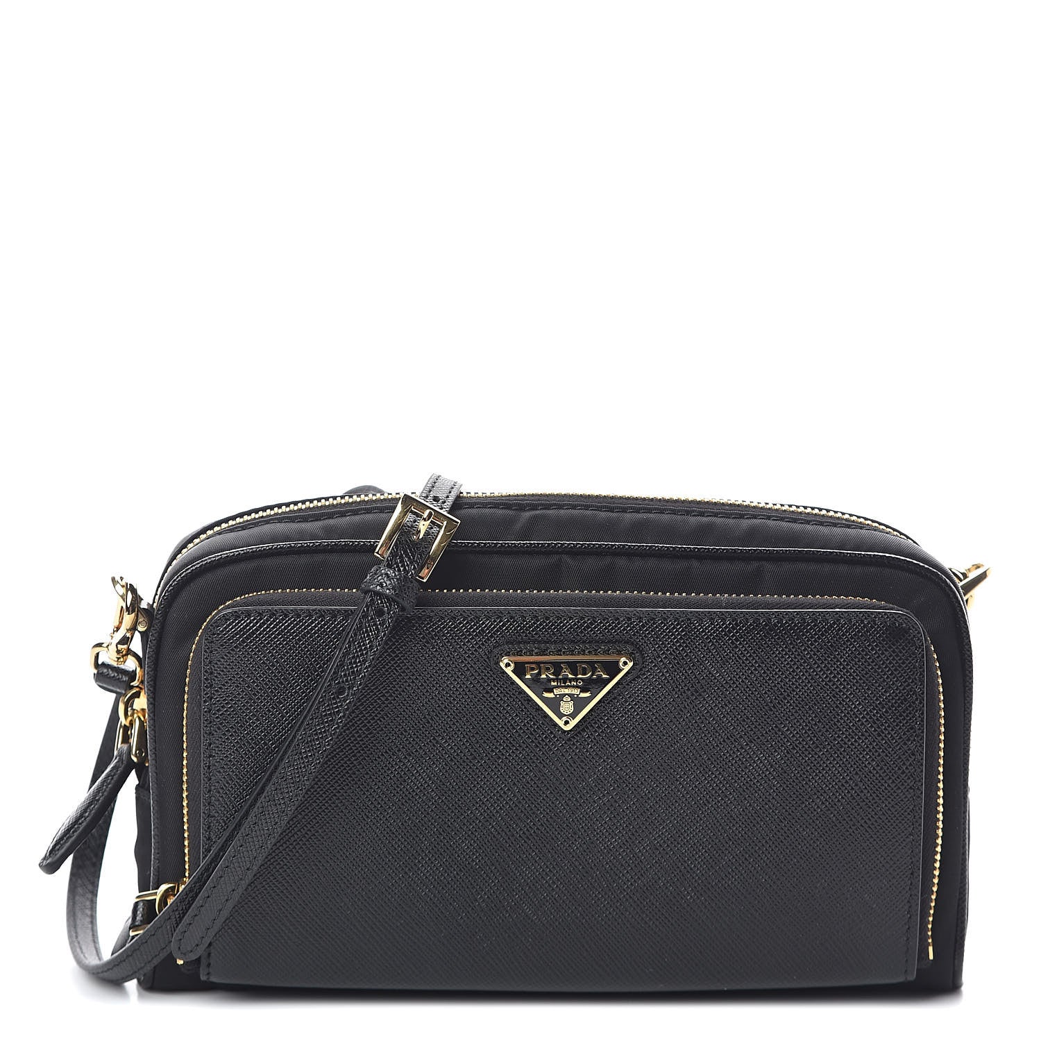 Prada Saffiano Tessuto Nylon Vela Mini Crossbody Bag Black 1 of 9