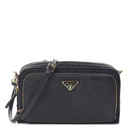 Prada Saffiano Tessuto Nylon Vela Mini Crossbody Bag Black 1 of 9