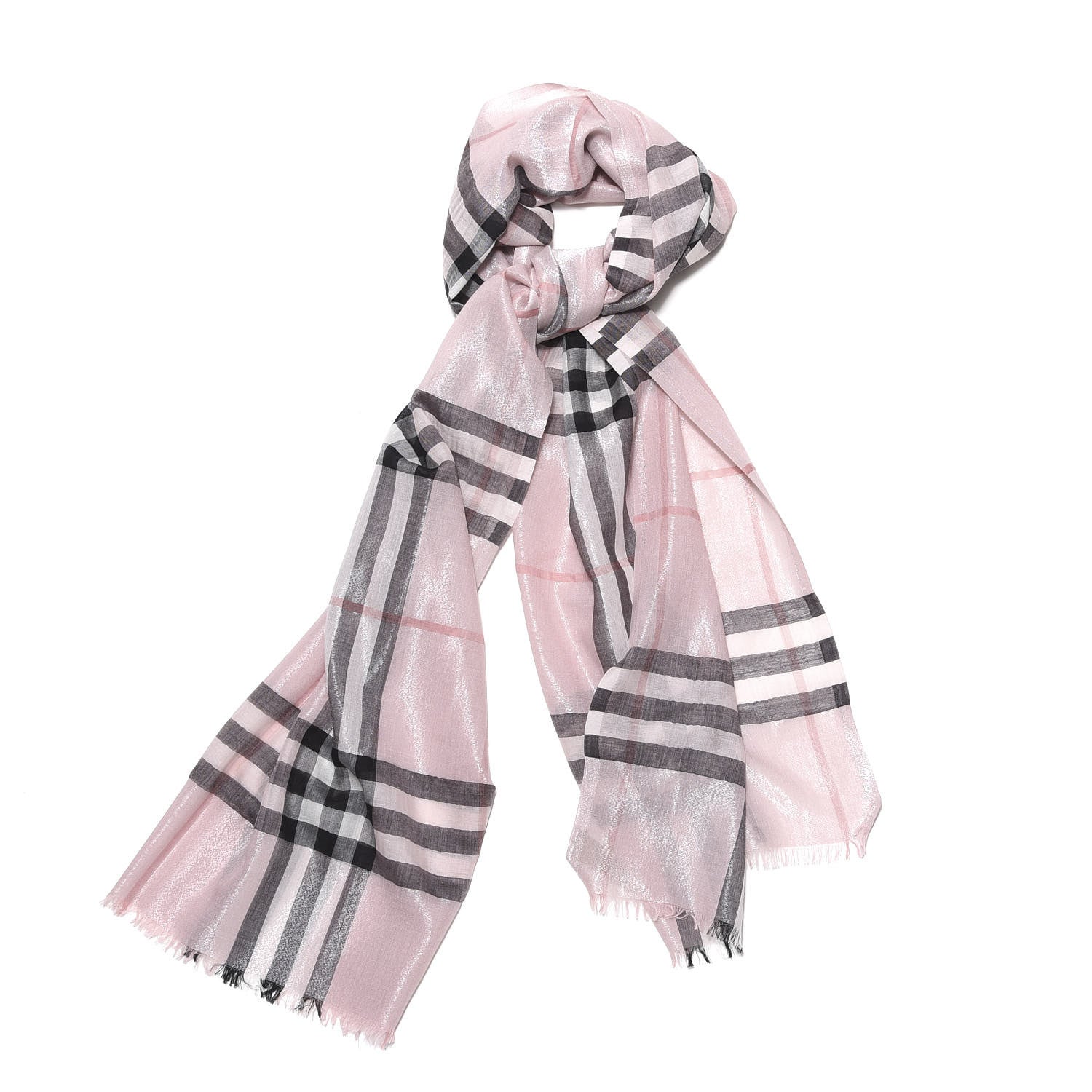 Burberry Silk Wool Gauze Giant Check Scarf Alabaster Pink 1 of 5