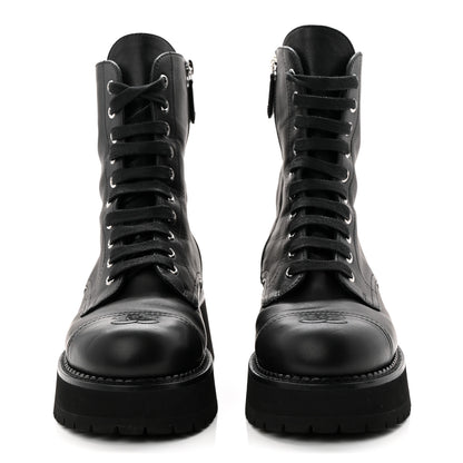 Chanel Calfskin Cap Toe Lace Up Combat Boots 39 Black 2 of 11