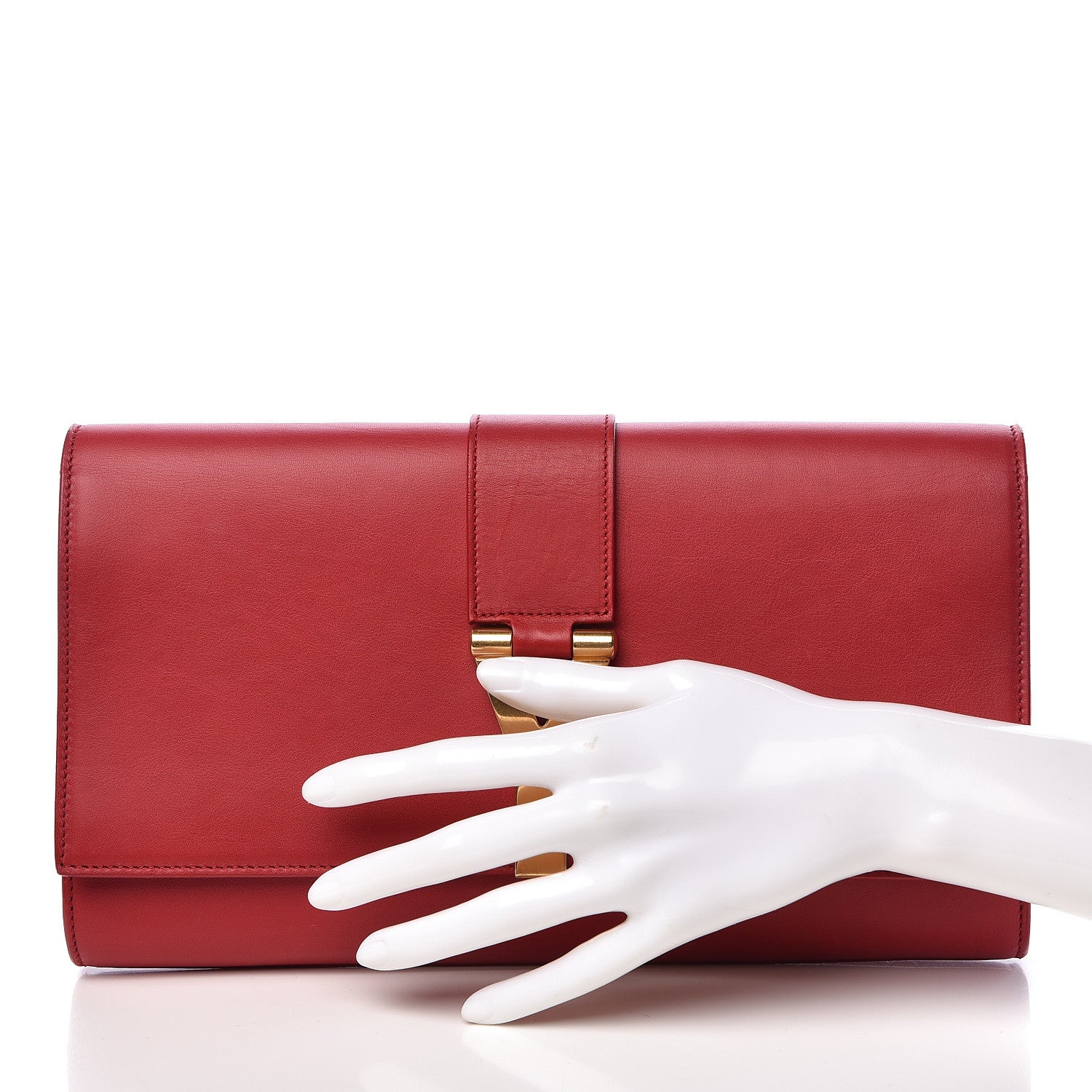 Saint Laurent Calfskin Classic Y Ligne Clutch Red 2 of 15