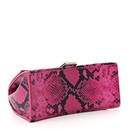 Balenciaga Shiny Calfskin Python Effect Small Hourglass Top Handle Bag Fuchsia Black 5 of 12