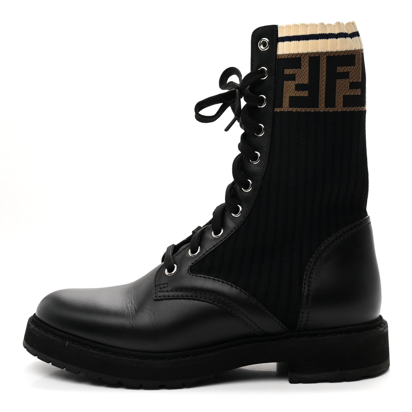 Calfskin Stretch Fabric Rockoko Biker Boots 37 Tobacco Black Marino