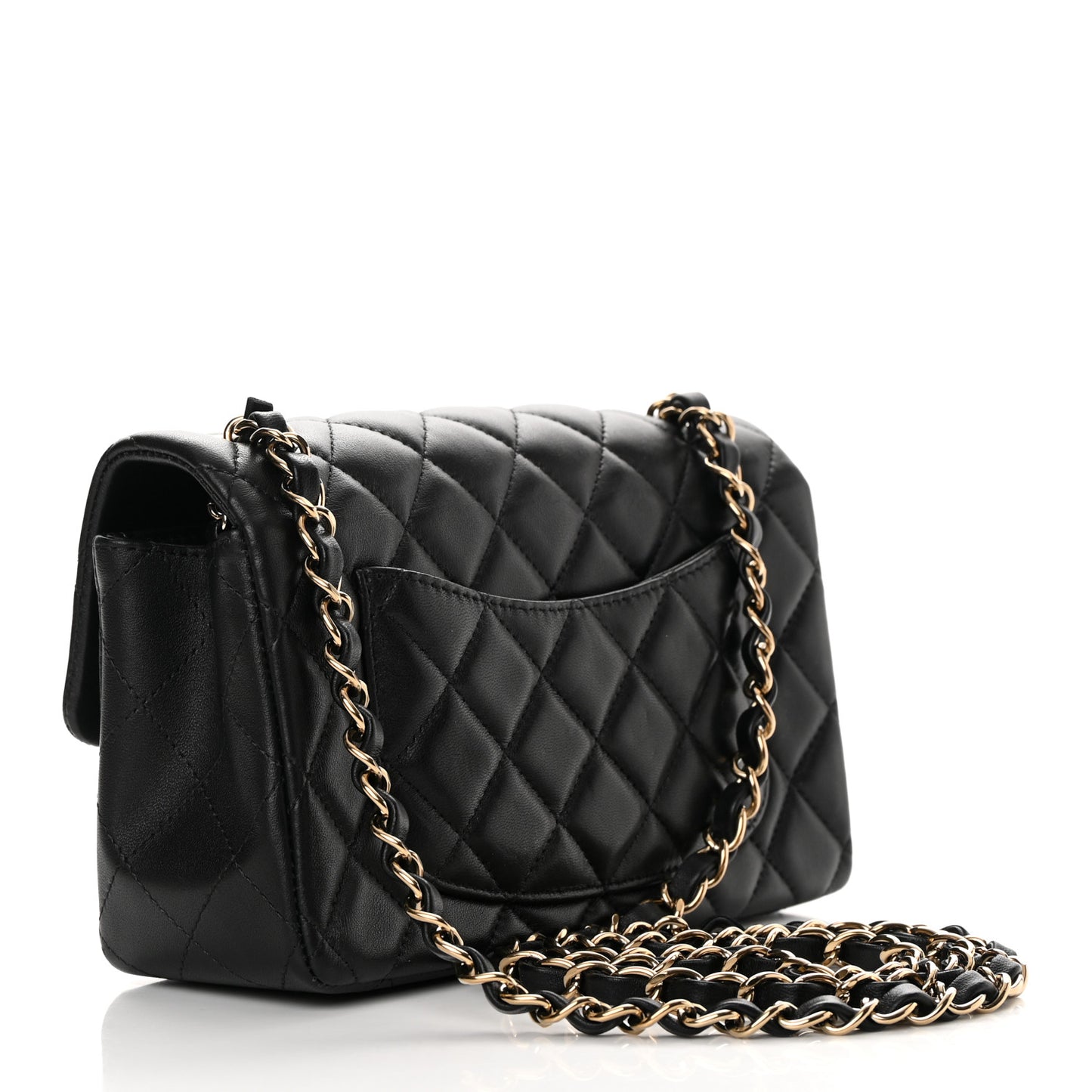 Lambskin Quilted Mini Rectangular Flap Black