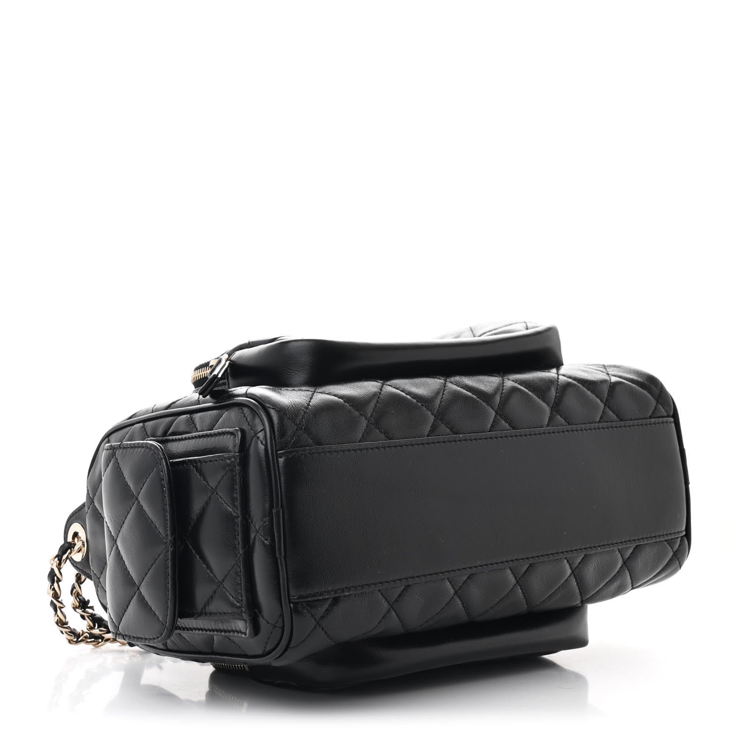 Chanel Shiny Crumpled Lambskin Quilted Medium Preppy Pocket Camera Case Black 4 of 10