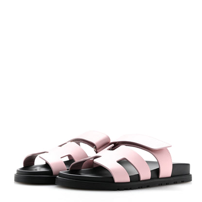 Hermes Calfskin Womens Chypre Sandals 37.5 Rose Cancan 4 of 10