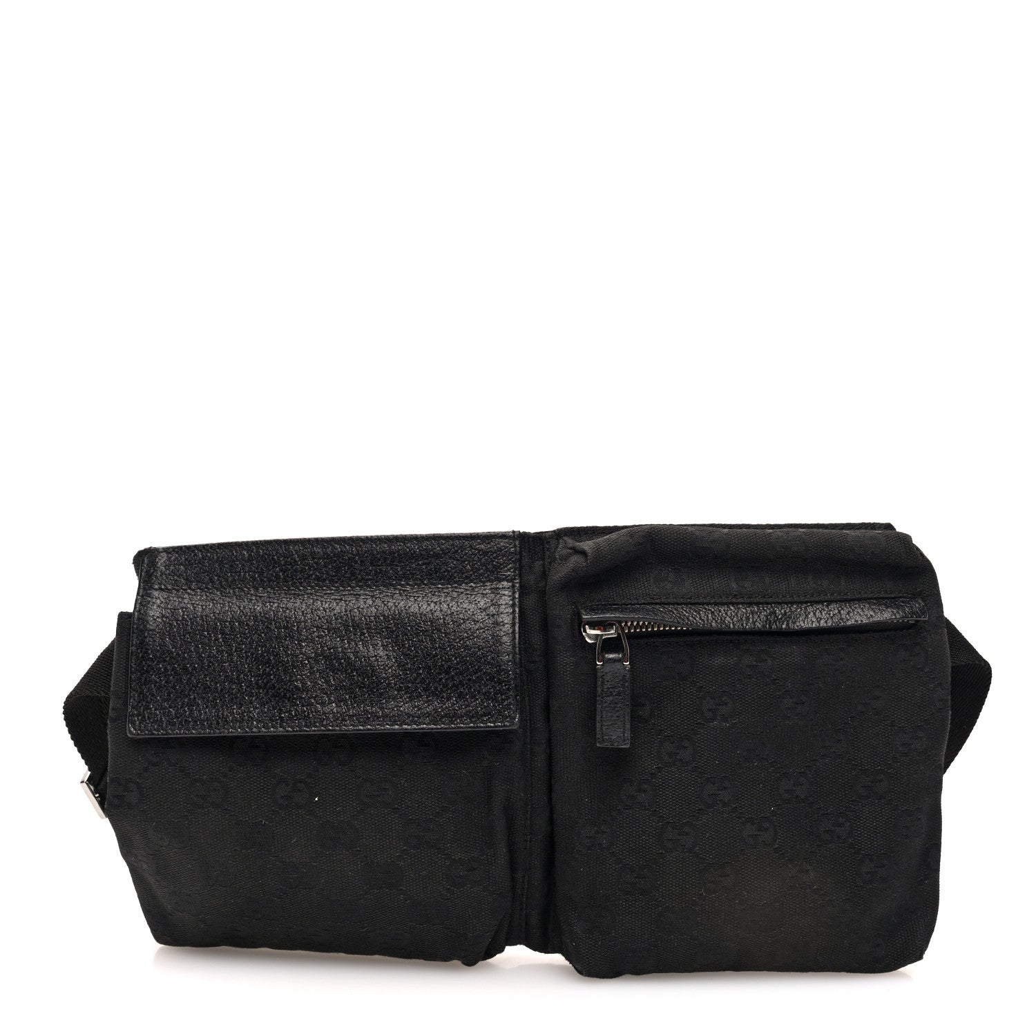 Gucci GG Monogram Double Pocket Belt Bag Black 1 of 11