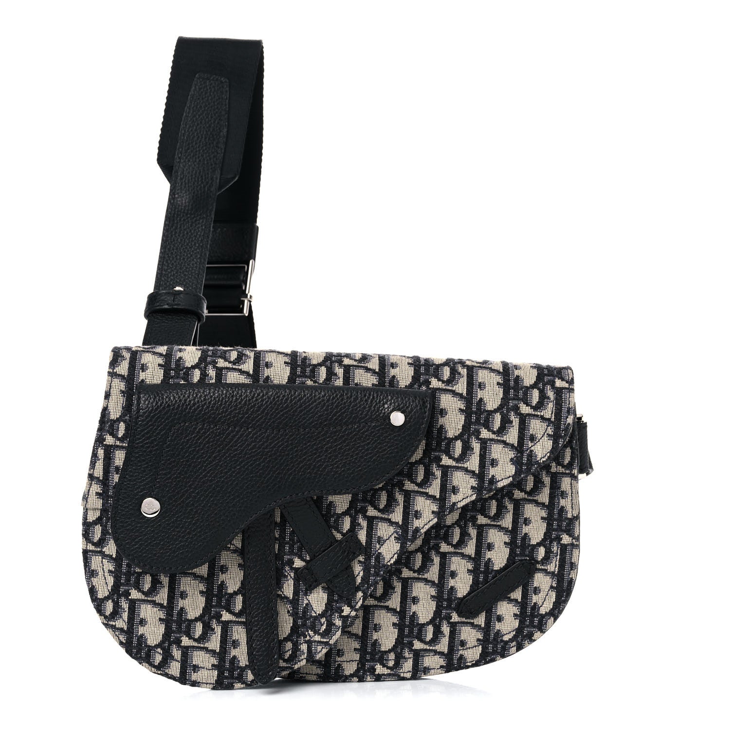 Christian Dior Oblique Saddle Messenger Pouch Beige Black 1 of 8