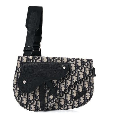 Christian Dior Oblique Saddle Messenger Pouch Beige Black 1 of 8