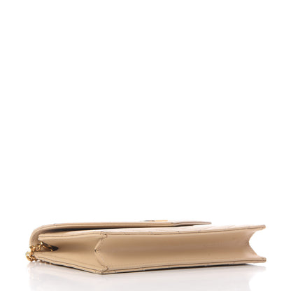 Saint Laurent Grain De Poudre Matelasse Chevron Monogram Envelope Chain Wallet Nude Powder 4 of 10