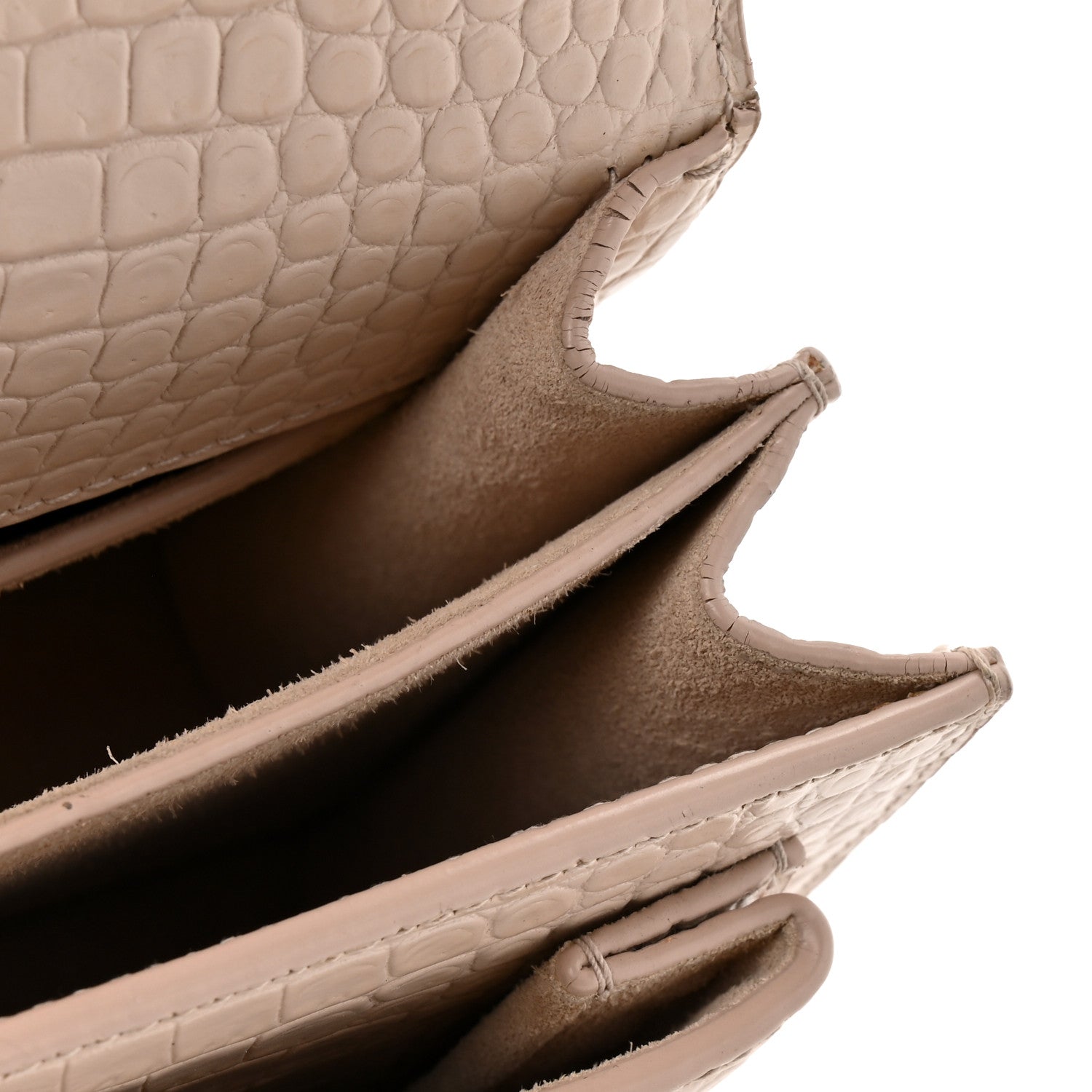 Saint Laurent Calfskin Crocodile Embossed Medium Monogram Sunset Rose Antic 13 of 14