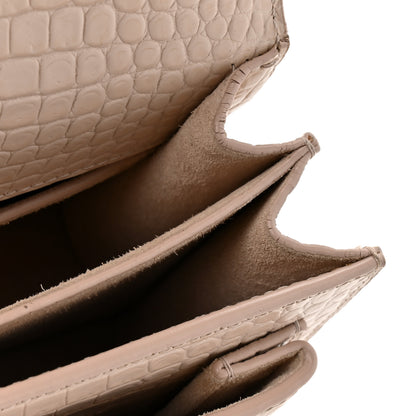 Saint Laurent Calfskin Crocodile Embossed Medium Monogram Sunset Rose Antic 13 of 14