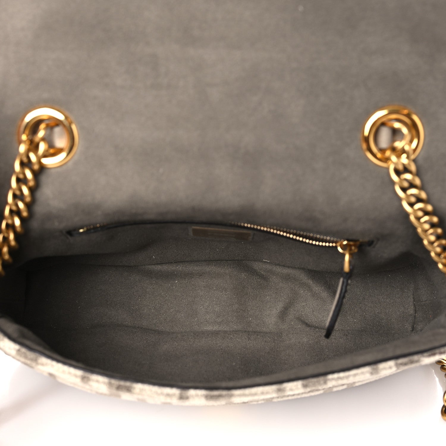 Fendi Chenille Vitello Seta FF Midi Chain Baguette Tortora 5 of 10