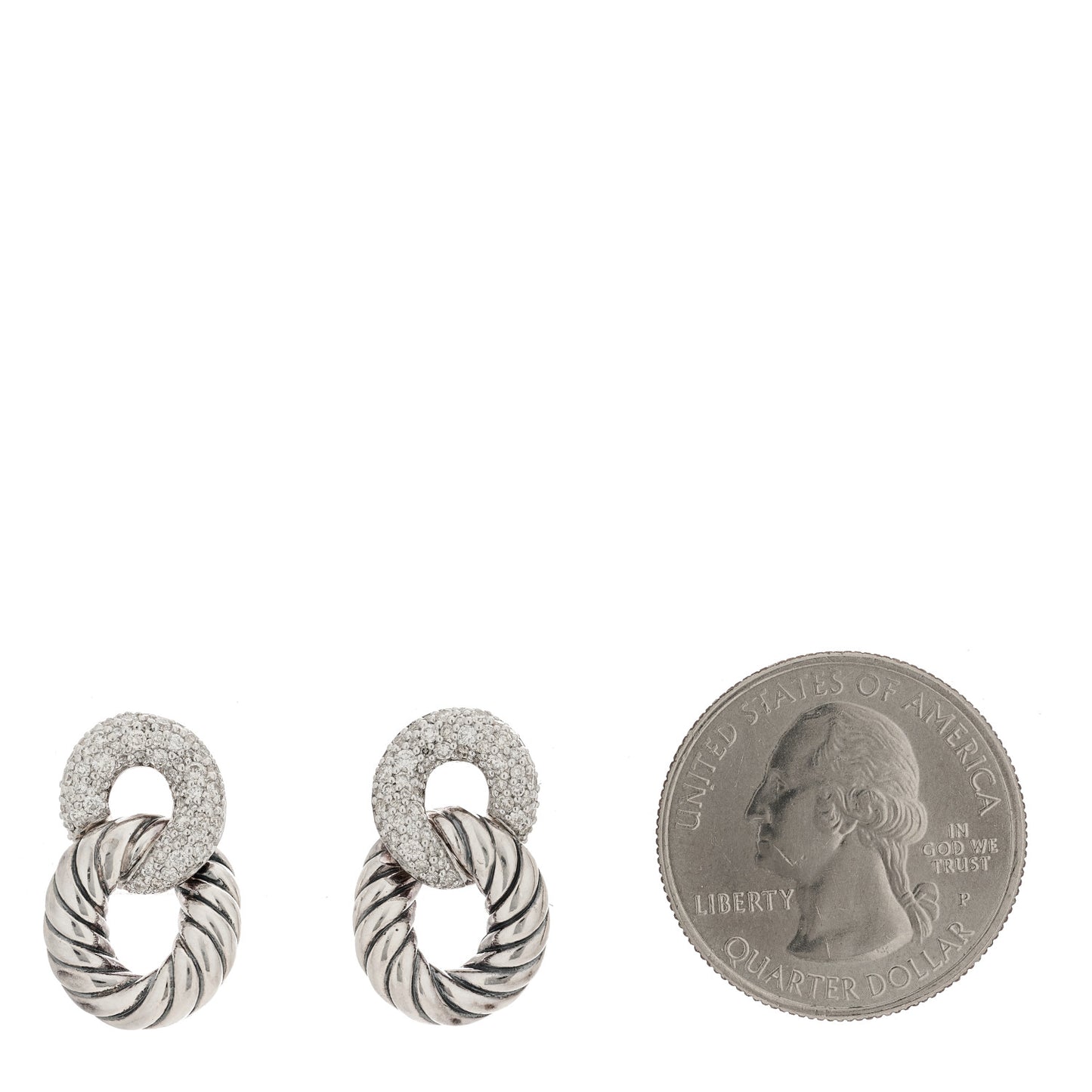 Sterling Silver Diamond Belmont Curb Link Drop Earrings